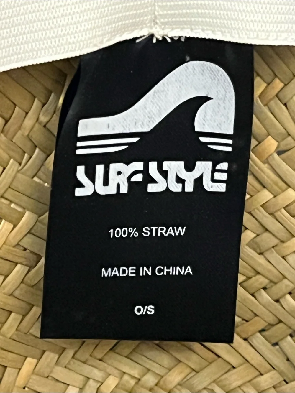 surf style Black and White Kids One Piece Straw Hat